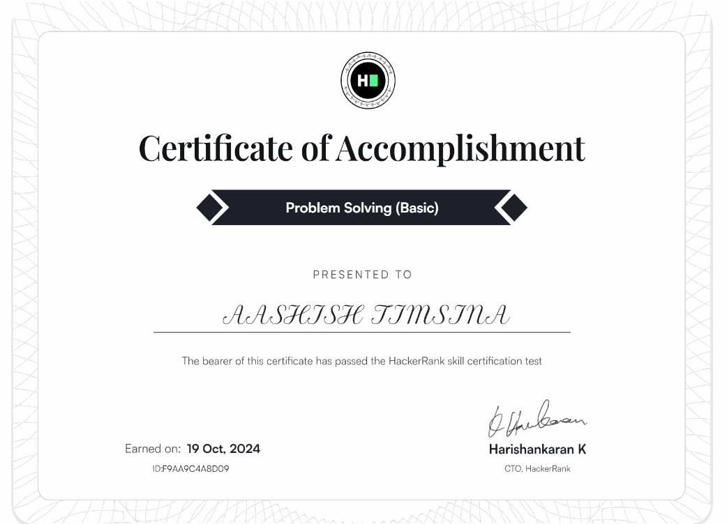 Problem Solving Certificate