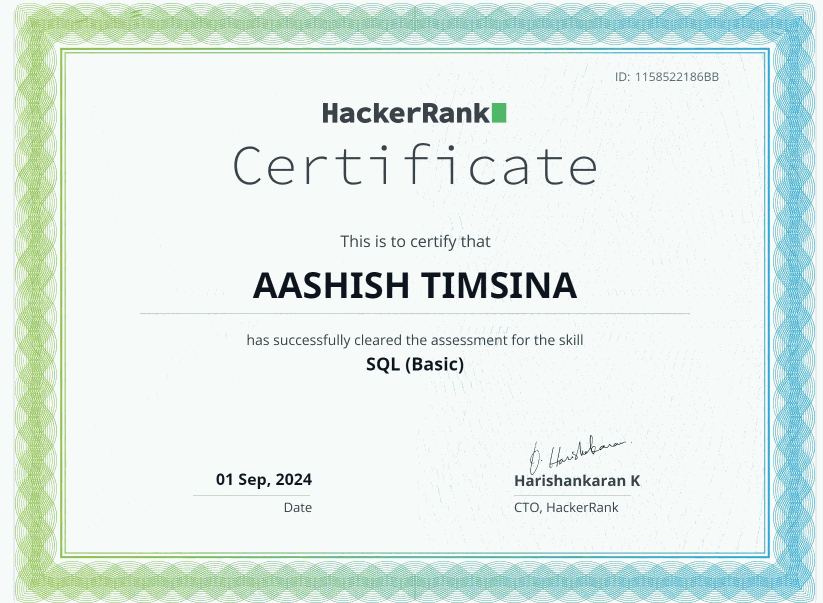 SQL Certificate